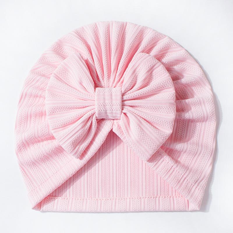 Baby Waffle Jacquard Boneless Hat Cute Bow Baby Fetal Hat Solid Color Children's Hat