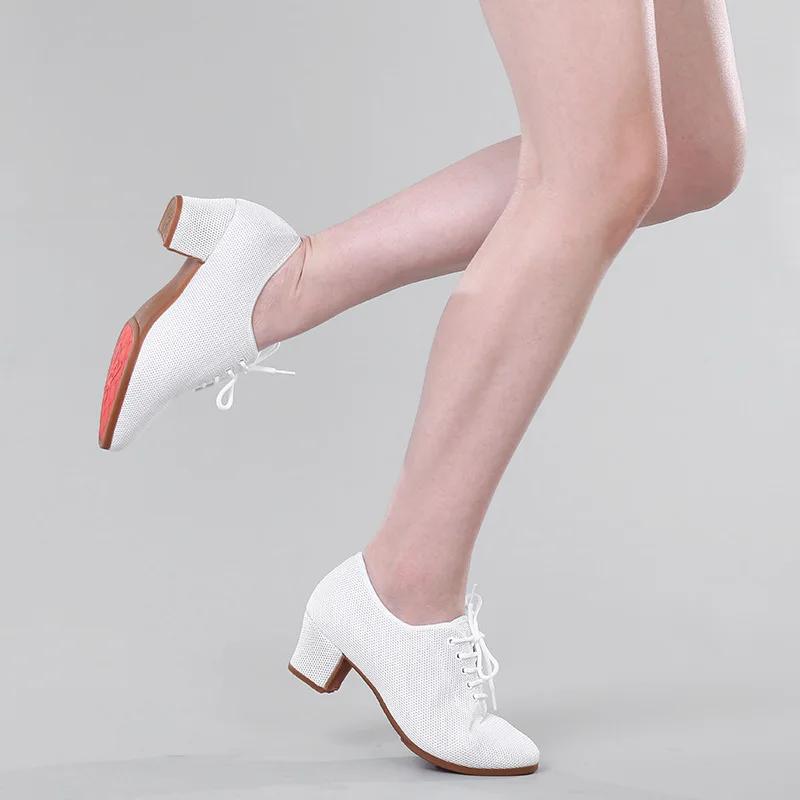 Latin Dance Shoes for Women Social Dance Teacher Shoes Square Sailor Modern Mesh Surface Breathability Sneakers Fashion