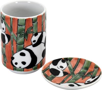 Keramik Ai Sushi Panda Teetasse Kleine Teller 41187 Set, Design, 7,2×H10,3cm/270cc, 9,5×H2cm,