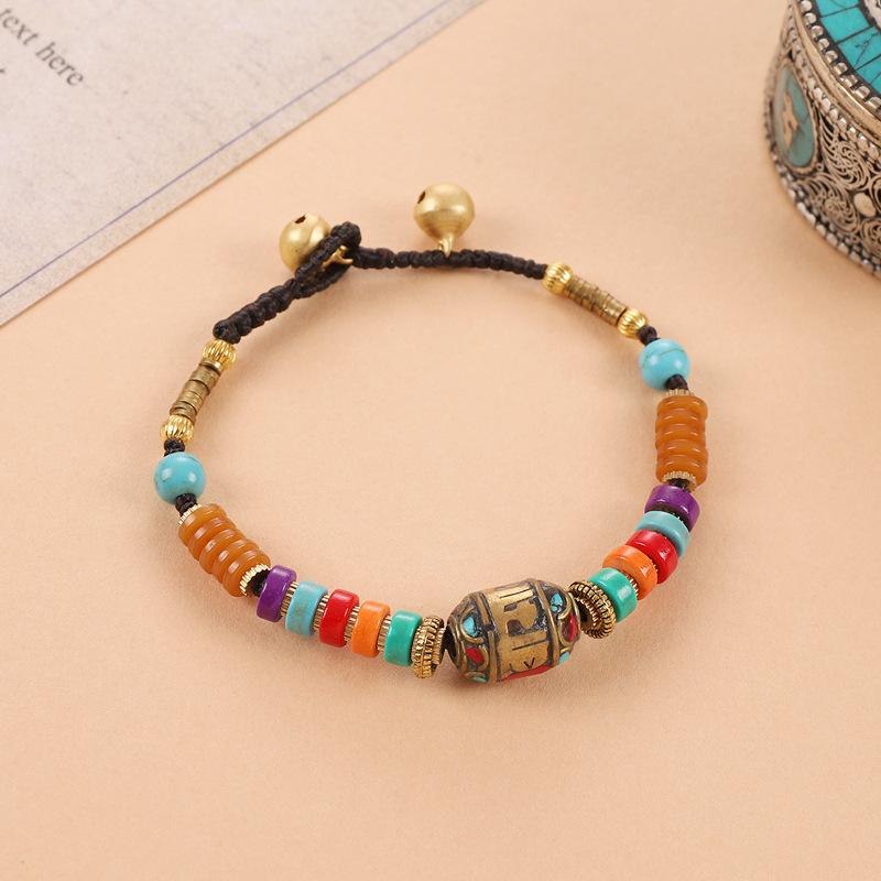 BLINGBAY Women's Bracelet Handmade Tibetan Style Nepalese Beaded Bracelet Retro Ethnic Style Bracelet New Chinese Style Accessories Jewelry Gift