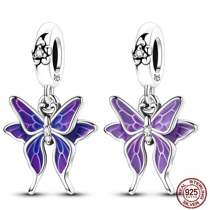 Charms Plata Copper Pink Paper Crane Flower Butterfly Balloon Charm Beads Fit Bracelet Necklace Women'S Diy Jewelry