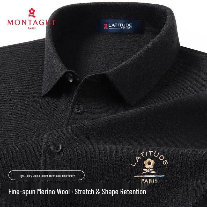 MONTAGUT Heren Wollen Mix Polo Trui met Lange Mouwen