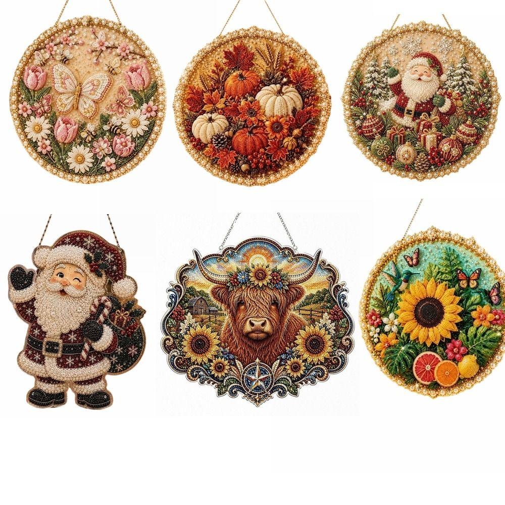 2D Flat DIY Pearl Painting Kit Pumpkin Christmas Hanging Decoration  Door Decoration