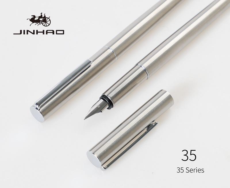 JinHao 35 Mysterious Black Steel Fountain Pen Gift Set for Calligraphy and Artistic Writing