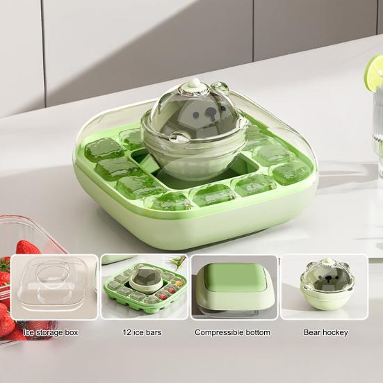 Ice Mold with Lid Easy-Release Touch-Free Ice Hockey Puck Maker for Freezer BPA-Free Stackable Ice Trays for Drinks Coffee Cocktail