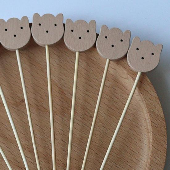 100PCS Disposable Cocktail Picks, Cute Panda Head Decor Bamboo Skewers, Long Food Picks for Sandwiches Burgers Fruits Desserts
