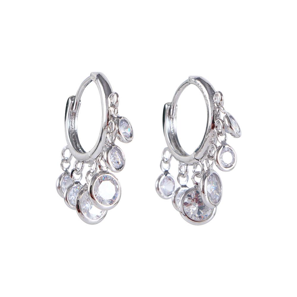 Temperament Simple Party Girls Drop Earrings Female Women Ear Buckle Korean Style Earrings Fashion Jewelry Zircon Hoop Earrings