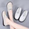 Modne skórzane białe buty wsuwane płaskie damskie oddychające mokasyny Laides Tenis wiosna lato damskie mokasyny Chaussures Femme