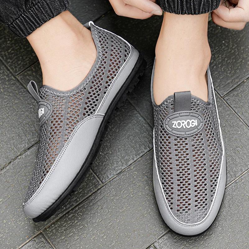 Breathable Hollow Out Casual Walking Driving Shoes Lazy Shoes Chaussure Hombre Summer Men Shoes Slip-on Loafers Casual Shoes