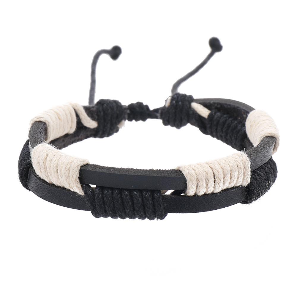 Handwoven Cross Design Bracelet for Men Adjustable Multilayer Minimalist Rope Wristband Stylish Boho Outdoor Sports Bracelet