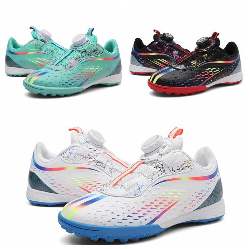 2025 new rotating button children's football shoes boys and girls TF broken nail training sneakers