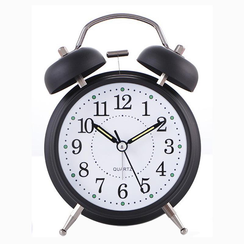 4" Silent Metal Alarm Clock with Light & Customizable Logo for Kids/Students
