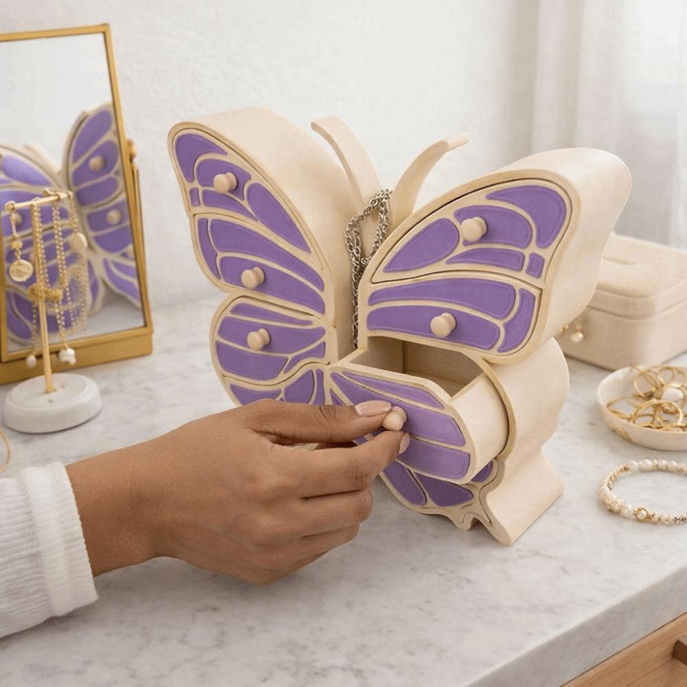 Large Capacity Butterfly Jewelry Box Space Saving Dust-proof Multi-Drawer Storage Case Decorative Plastic Trinket Box Rings