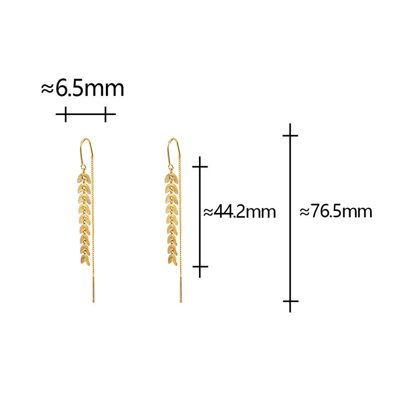 PONYKISS Sterling Silver Wheat Ear Chain Tassel Drop Earring for Women Trendy Plant Fine Minimalist Accessories