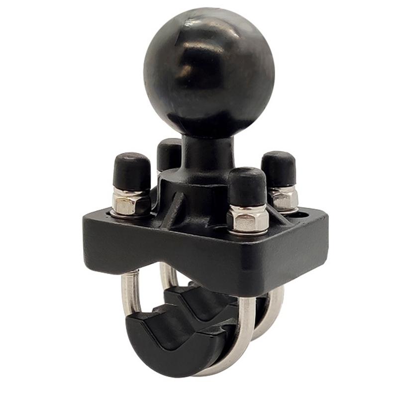 Double U-Bolt Motorcycle Bike Handlebar Rail Mount Base with 1.5 Inch Ball for Gopro Camera for Garmin for