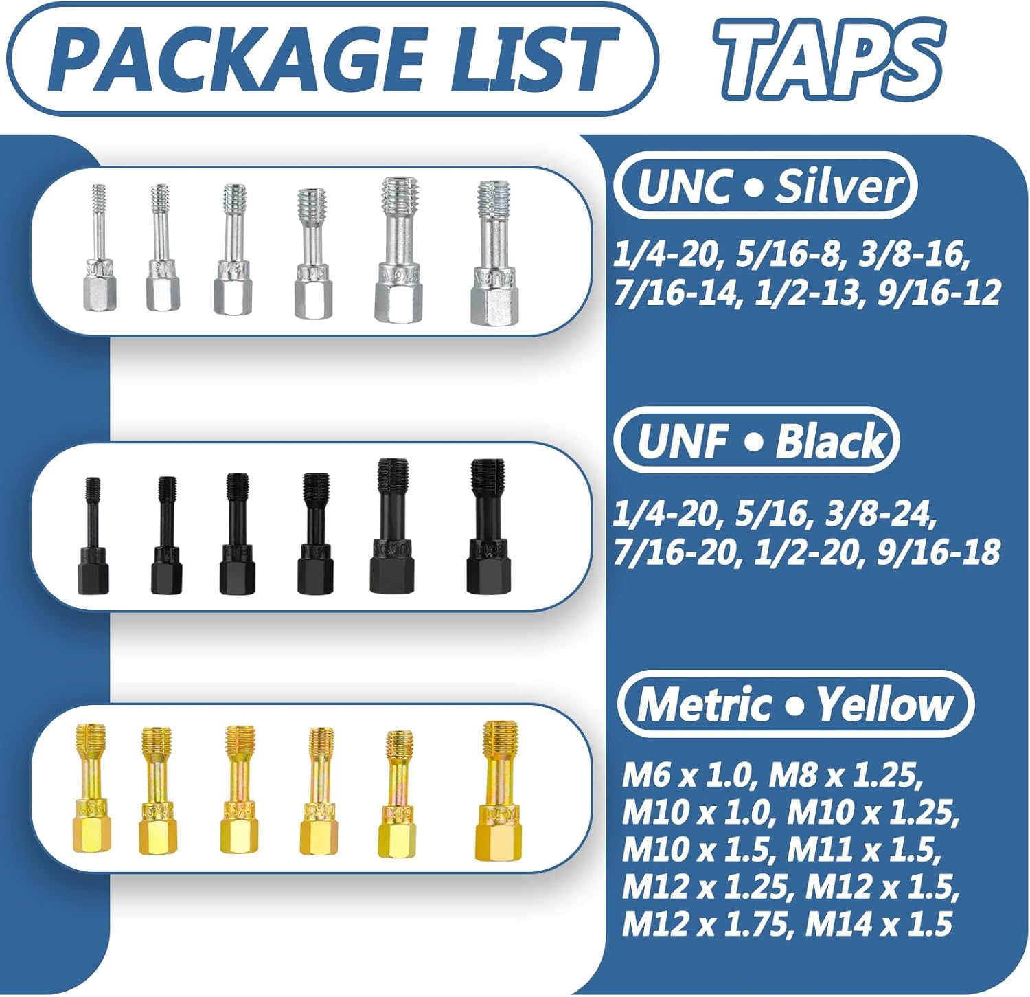 

Набор метчиков 49 шт.: Метрический и дюймовый ремонтный набор с 22 метчиками, 24 плашками, 3 напильниками United States