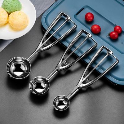 Stainless Steel Ice Cream Scoop Spring Handle Mash Potato Watermelon Ball Scoop Ice Cream Mold Home Kitchen Accessories Gadgets