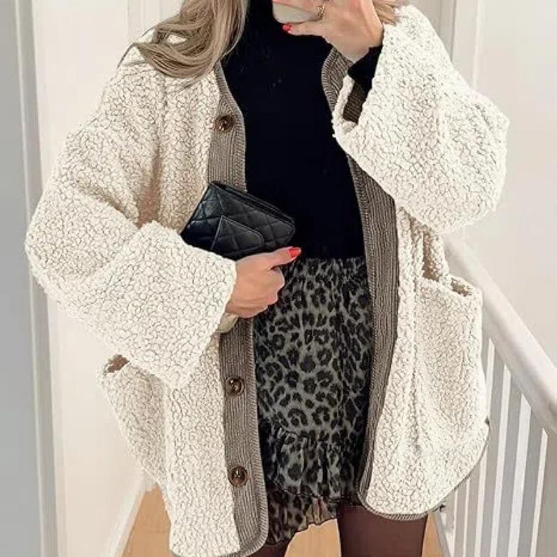 Women's Warm Winter Coats Casual Long Sleeve Button Up Fuzzy Sherpa Fleece Jackets Outerwear
