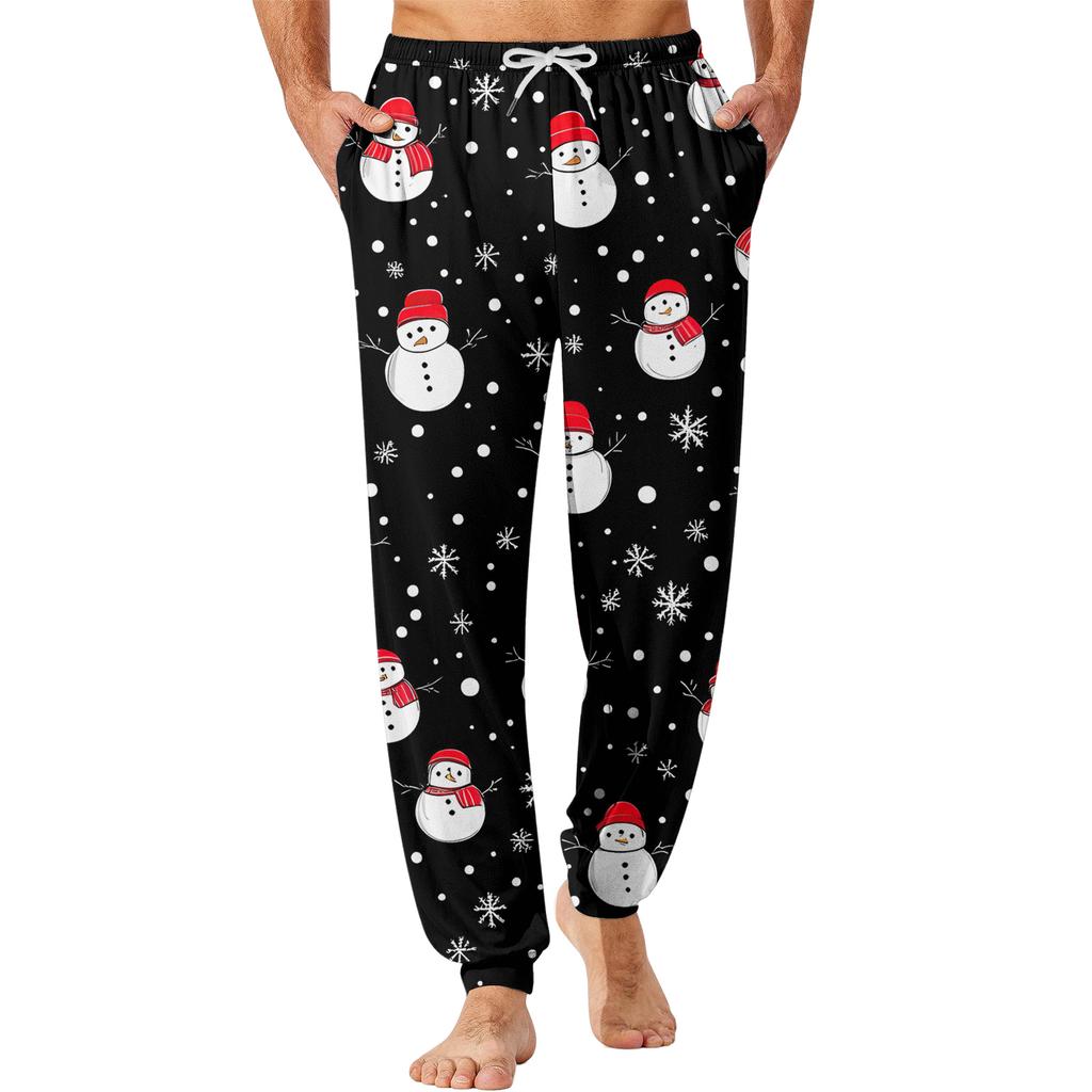 Męskie spodnie dresowe ze ściągaczem, kieszeniami i mankietami, spodnie domowe do spania