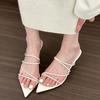 Fashion 2025 Summer Gladiator Women Slippers Fashion Elegant Narrow Band Slides Shoes Ladies Casual Low Heel Beach Sandalias