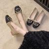 Single Shoes Women's Low-heeled Color Matching Spring and Autumn New Light-mouth French Square Head Low-heeled Women's Shoes Gentle Four-season Shoes