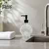Pump Lotion Bottle 400ML Beach Seashell Refillable Soap Dispenser, Liquid Hand Glass Durable Dispenser Container, for Bathroom Kitchen Countertop
