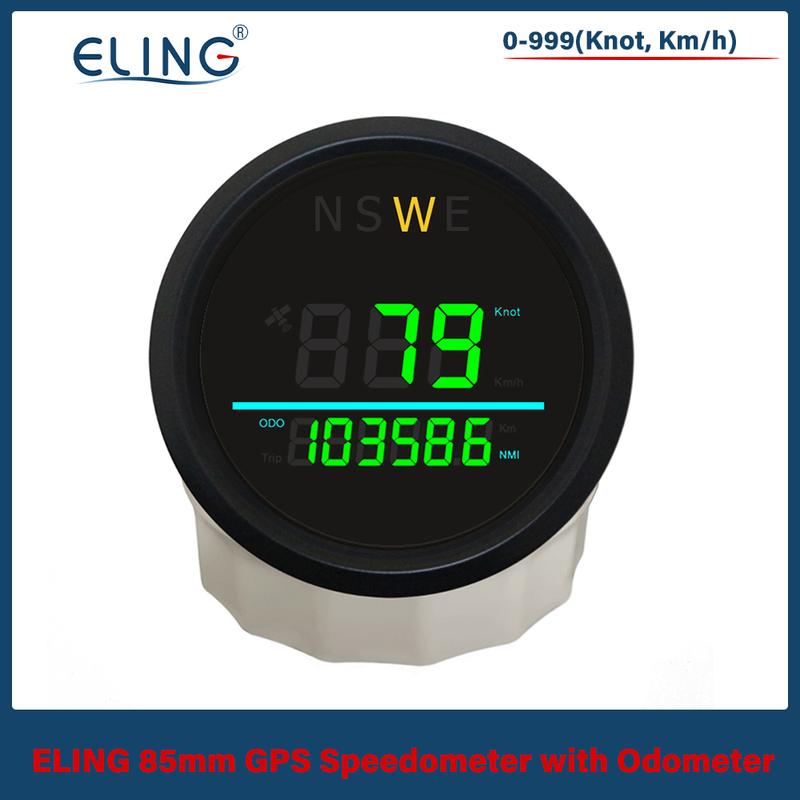 ELING Universal Marine 85mm Digital GPS Speedometer 0-999 (Knots, Km/h) with Backlight GPS Antenna for Sailboat Yacht 12V 24V