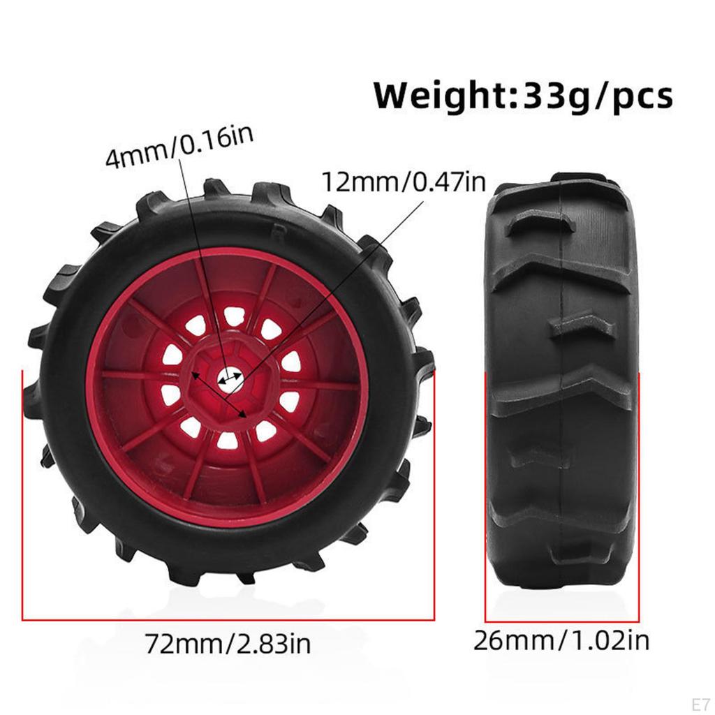 4 Pieces 1/16 RC Car Tires Replacement Repair Parts Sturdy Stylish Water Tire Set Float Wheels