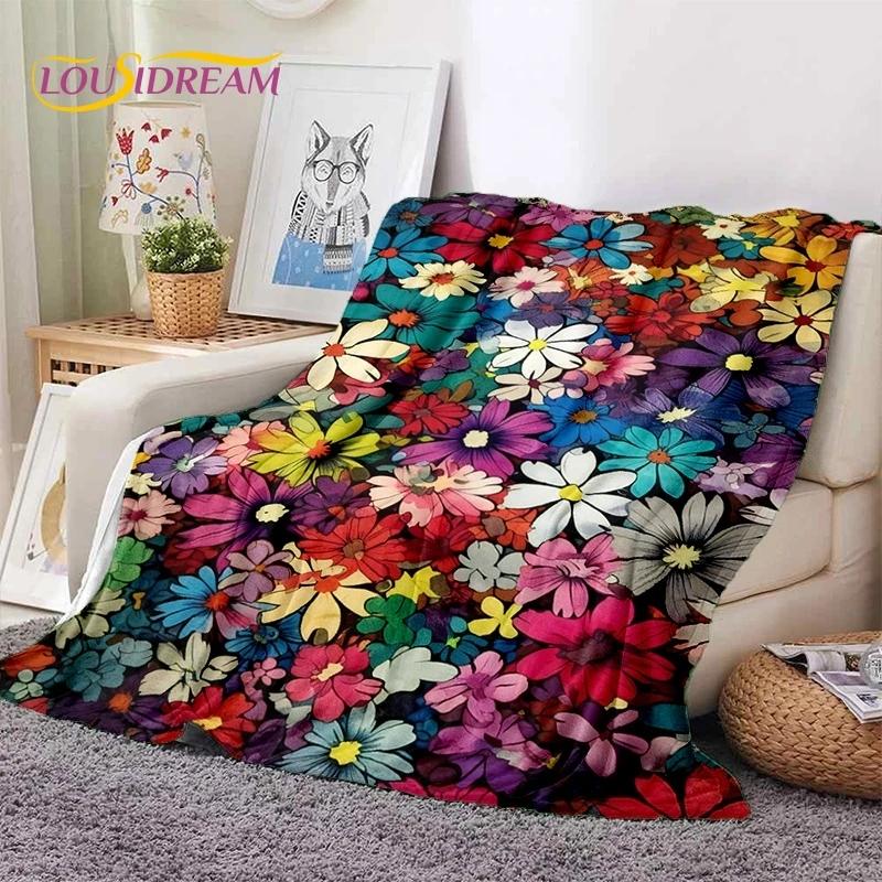 Traum Sonnenblumen Nordische Gänseblümchen Weiche Flanelldecke für Bett Schlafzimmer Sofa Picknick, Tagesdecke zum Zudecken Outdoor Freizeit Nickerchen Geschenk