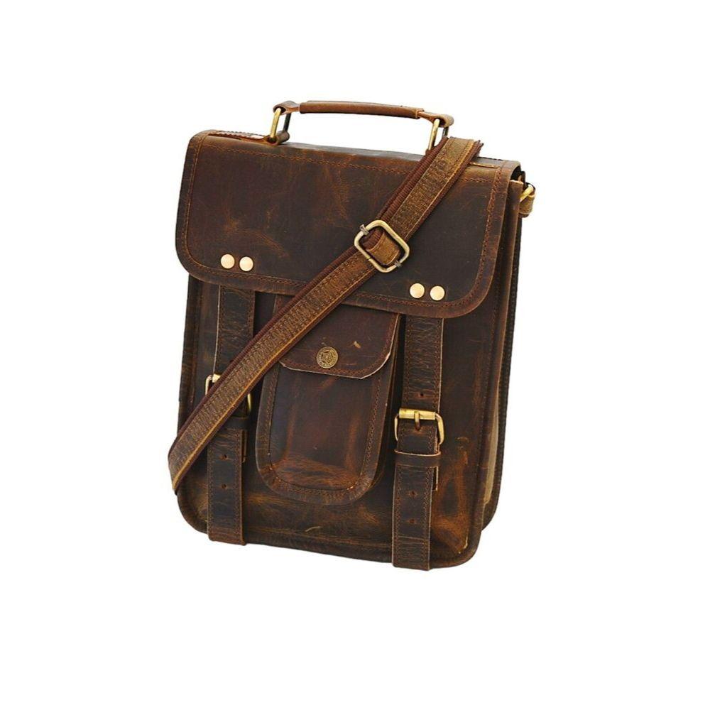 Vintage Leather Bag's for Men Handcrafted Messenger Satchel I-pad Bag Buff Hide