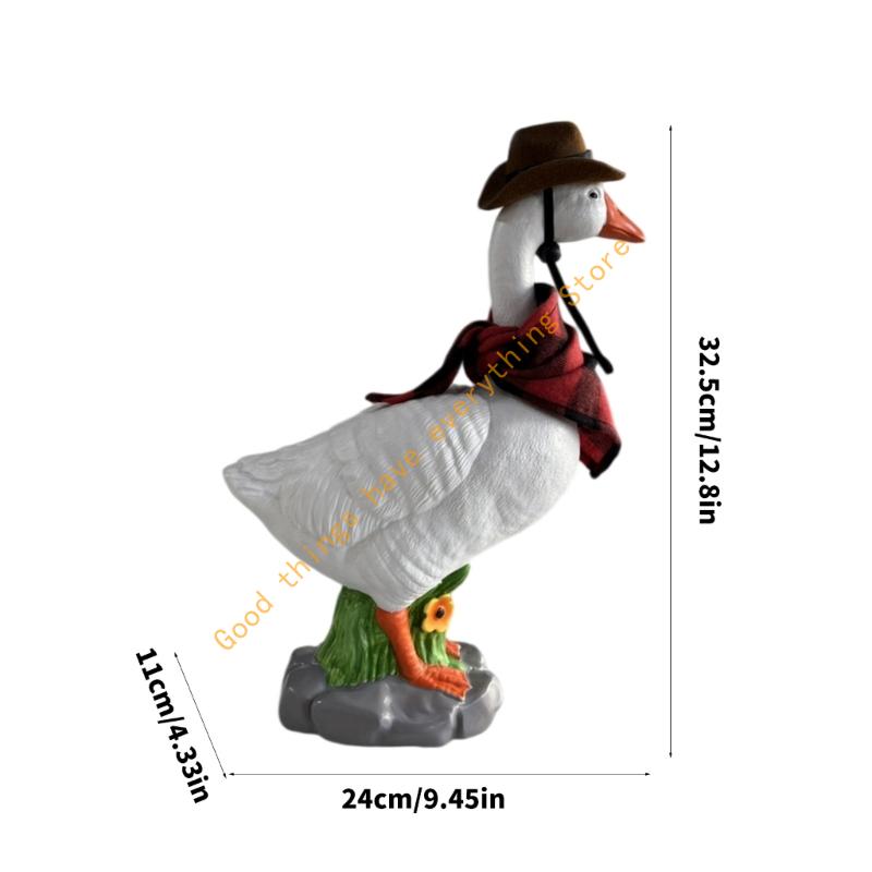 Cartoon Geese Figurines Resin Animal Garden Statues Funny Geese Sculpture for Home Desk Decoration Funny Geese Sculpture 55KF