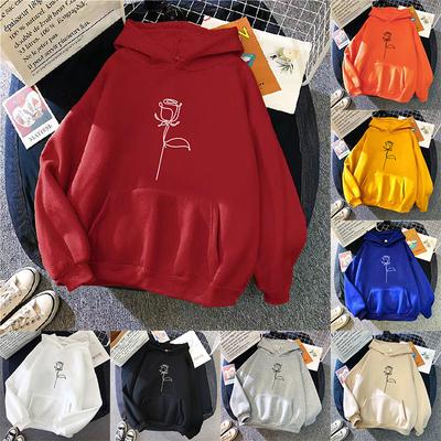 2024 Herbst Winter Hoodies Sportbekleidung Damen Hoodie Pullover Sweatshirt Stilvoller Blumendruck Mit Dicken Langen Ärmeln Oberteile Locker