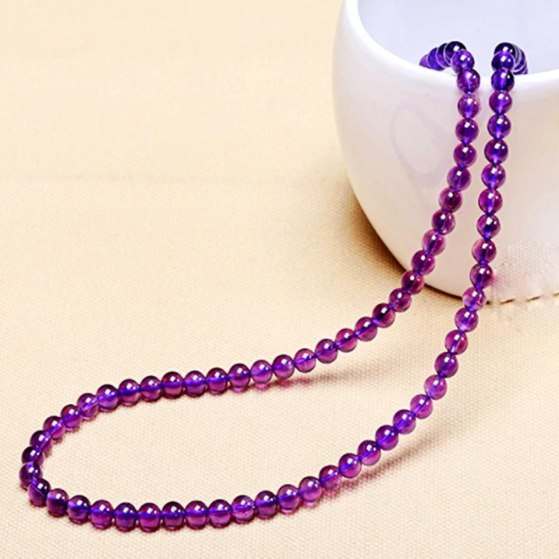 Amethyst Three-Turn Beaded Crystal Bracelet