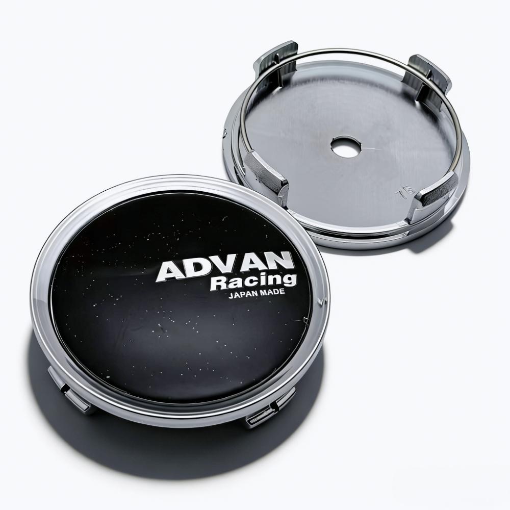 4pcs Black Silver ADVAN Racing Logo Emblem Car Wheel Center Caps 75MM 70MM Wheels Hub Cap Rim Hubcaps Dust Cover Car Accessories