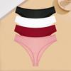 FINETOO 4Pcs Cotton Ribbed Underwear Women's Sexy Low-Waist Breathable Thongs Girls Sports Panties Stretchy T Back Soft Lingerie