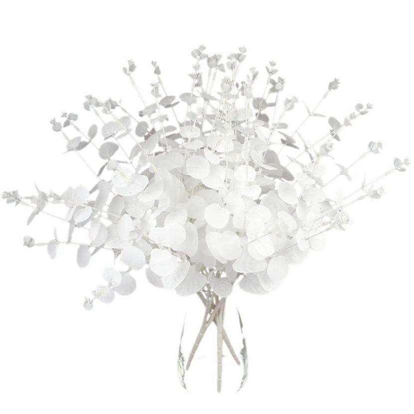 Artificial Plants White Eucalyptus Leaf Christmas Home Vase Indoor Garden Bonsai UV Protection Wedding Wreath Diy Gift Box Decor