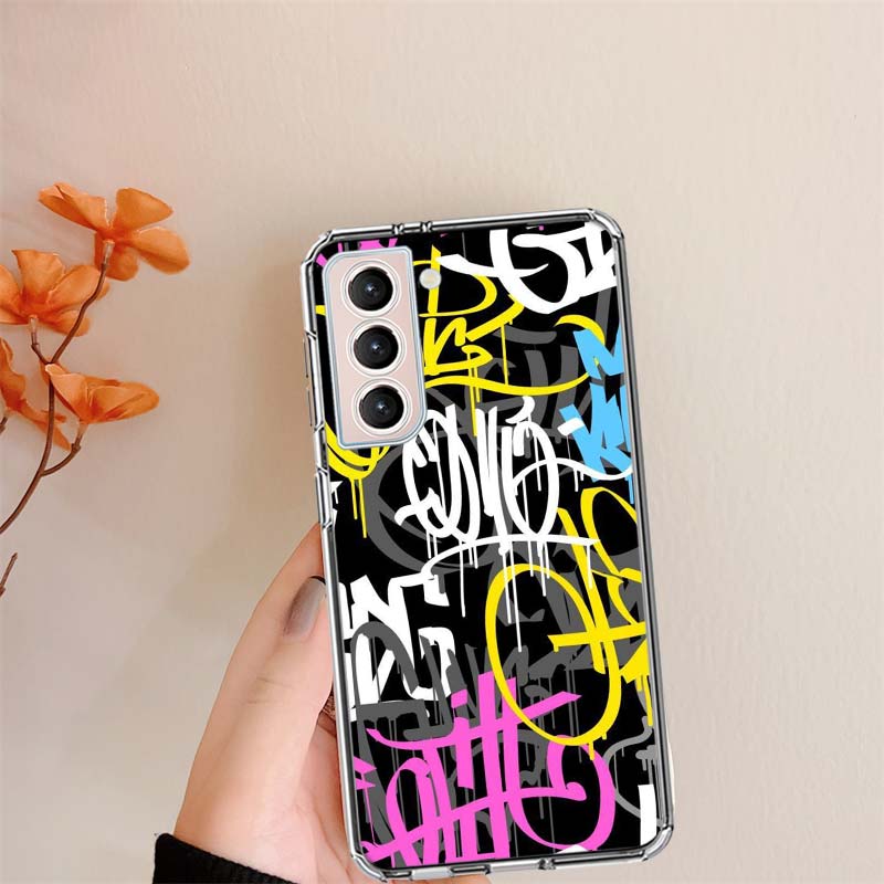 Graffiti Clear Phone Cases for Samsung S26 Ultra Galaxy S25 Edge S24 S23 FE S21 Plus S20 S22 S10 Cover Patterned Compatible with