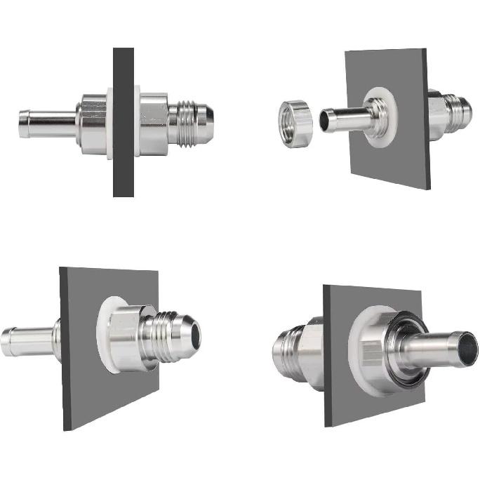 2 Pack -6AN Male Flare Bulkhead To 5/16 Hose Barb Fuel Tank Fitting 6An 6 AN