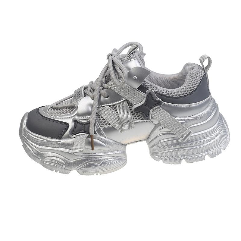 

Breathable thick-soled dad shoes for women 2025 new autumn models show thinness and height increase, lace-up versatile sports and leisure shoes are p 35