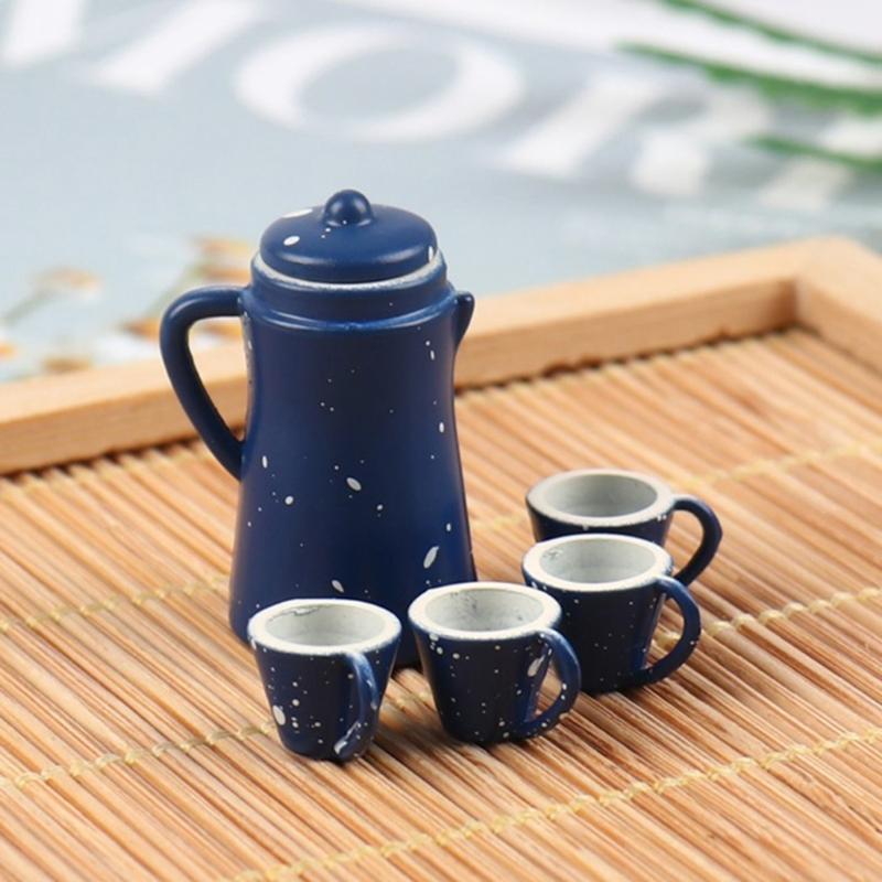 5Pcs Miniature Kettle And Cup Set For 1/12 Dollhouses Accessories And Creative Dollhouses Landsacping Decoration