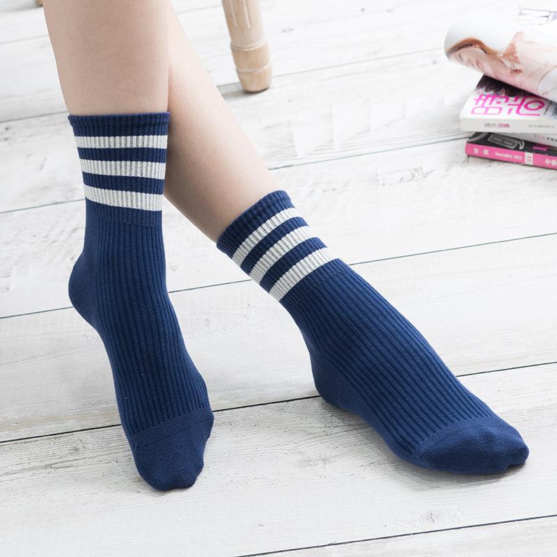 

Женские осенне-зимние мягкие, сшитые вручную, влагопоглощающие повседневные носки средней длины с махровой подошвой 1 pair темно-синий