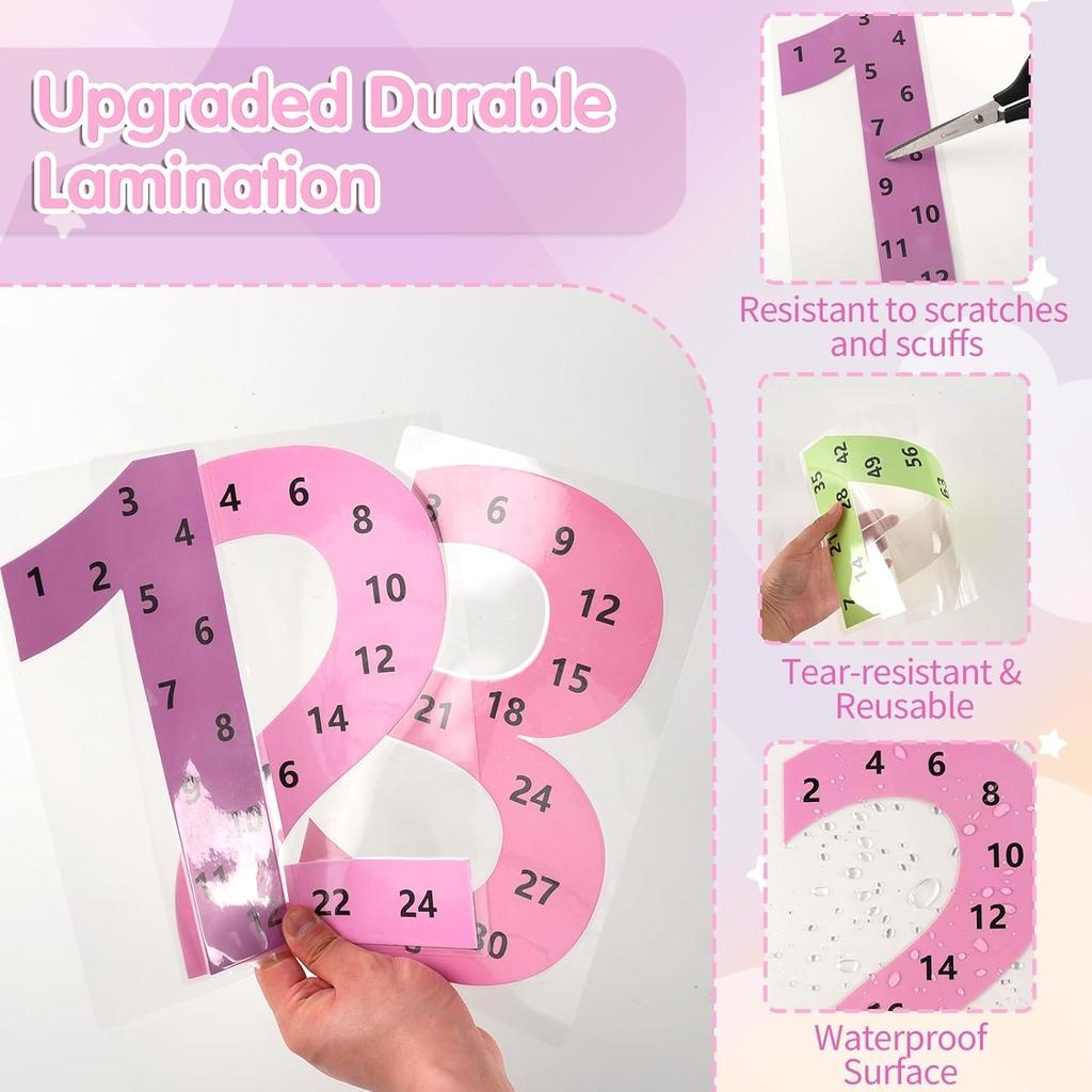 12Pcs Large Math Posters from 1 to 12 Counting Numbers Multiplication Chart Poster, Math Classroom Decor, Math Bulletin Board Sets for Classroom Home