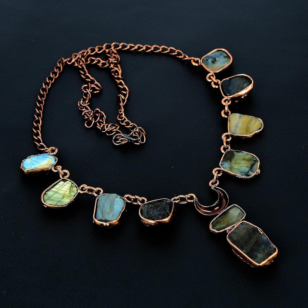 Labradorite Handmade Latest Design Jewelry Necklace, Copper Electroformed Gemstone Necklace, Gift For Mother