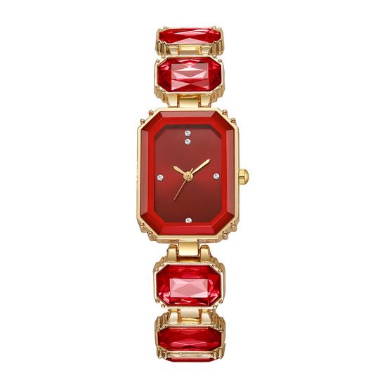 

Ladies Bracelet Quartz Watch Sparkling Rhinestone Rectangular Dial Watch Faux Diamond Bracelet Wristwatch for Women Elegant Jewelry Timepiece червоний