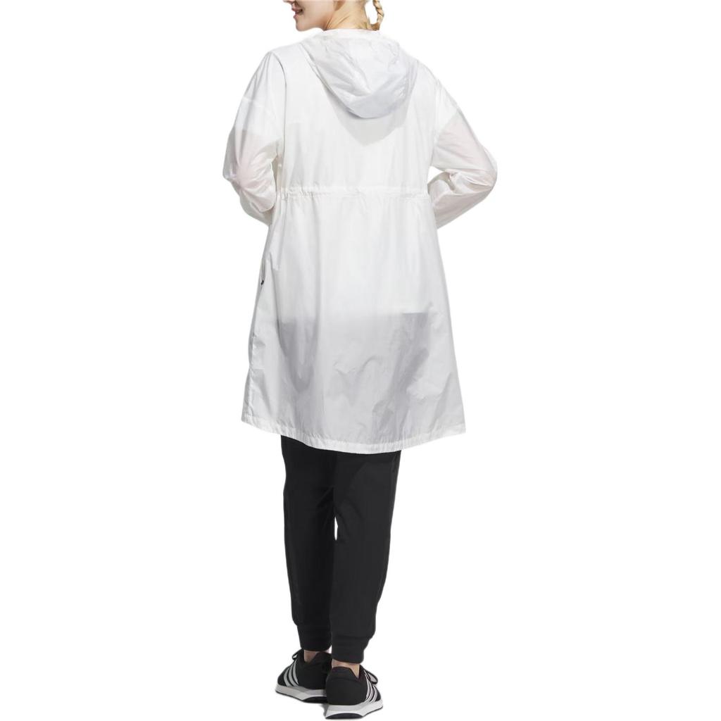 adidas Solid Color Hooded Casual Mid-Length Sun Protection Jacket Women Jacket Bright-White IA1785