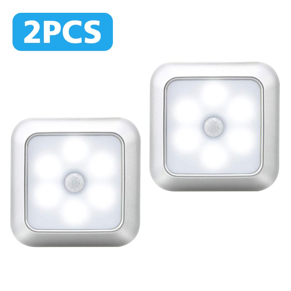 

6 светодиодный светильник для шкафа, ночник с датчиком движения, светодиодный светильник для гардероба, коридора, ступеней, подсветка под шкаф, для прихожей, лестницы, кладовки, ночник белый