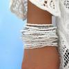 Pack of 20 Beach Inspired White  Bead Bracelet Elegant White Bead Bracelet Versatile Beach Stylish Hand Accessories