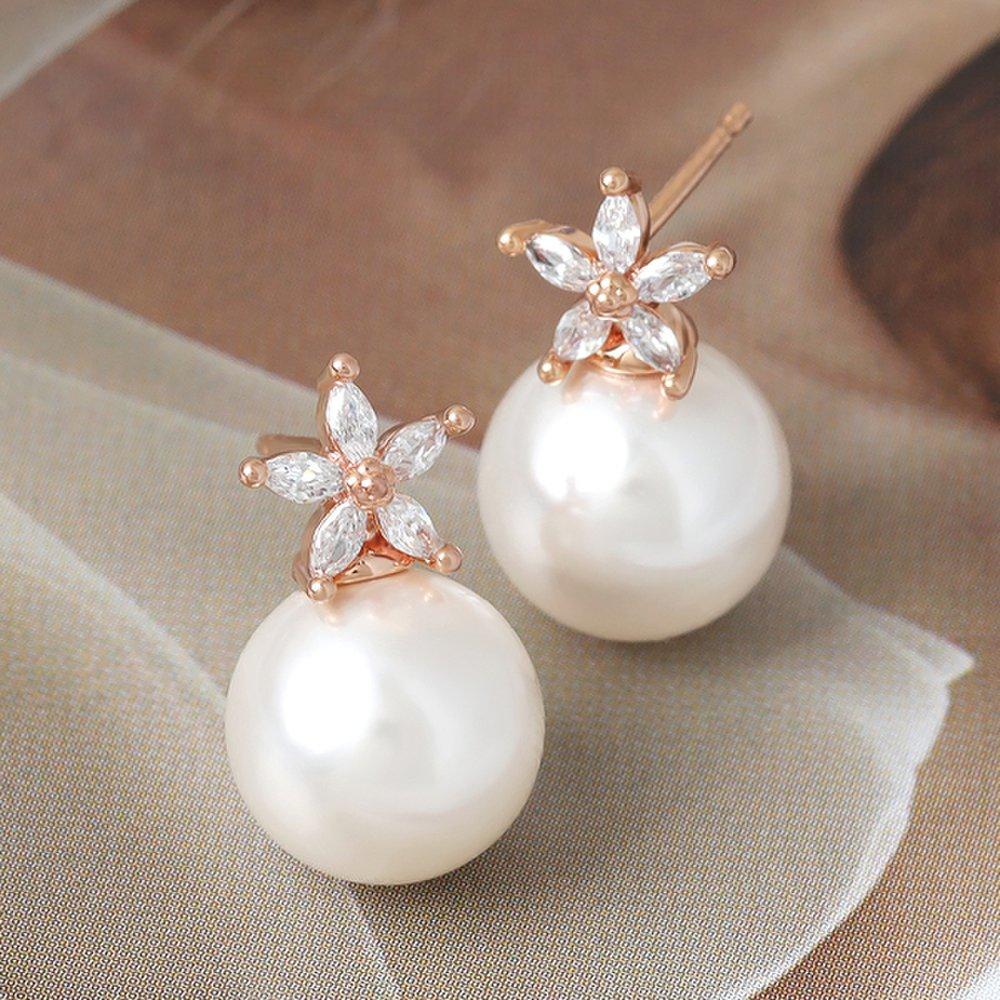 14K Gold Filled Pin Pentas Women's Daily Simple Pearl Earrings