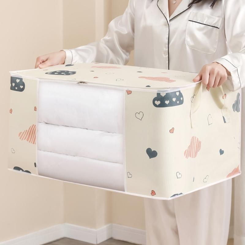 4Pcs Quilt Storage Container with Lids Large Capacity Fabric Quilt Bags Versatile Storage Bin for Household Use