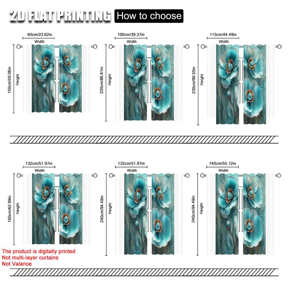 2pcs   Curtain Popular 2D print Blue Turquoise Floral Mandala Durable Polyester (without rod) Decorations For Home Ldeal for